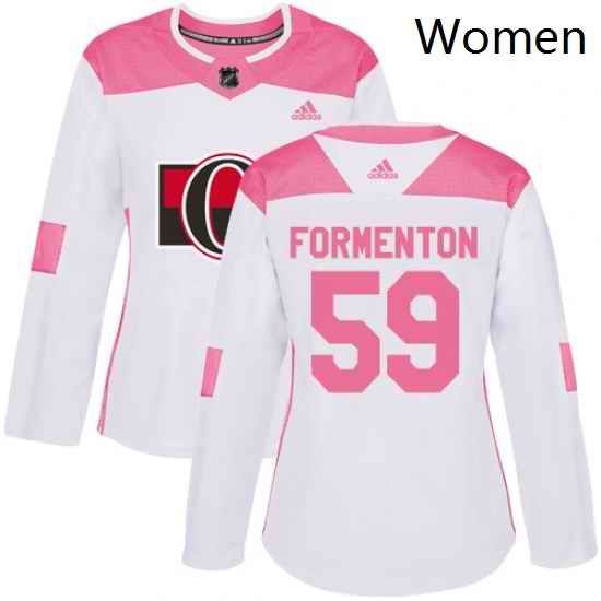 Womens Adidas Ottawa Senators 59 Alex Formenton Authentic WhitePink Fashion NHL Jersey
